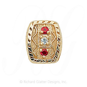 GS264 D/R - 14 Karat Gold Slide with Diamond center and Ruby accents 